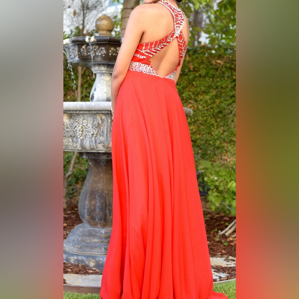 Red long prom dress, size 2